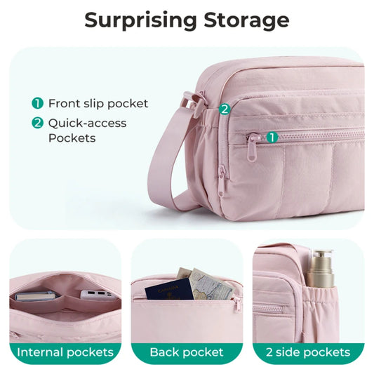 Nylon Crossbody Shoulder Bag – Solid Color Casual Hobo Purse