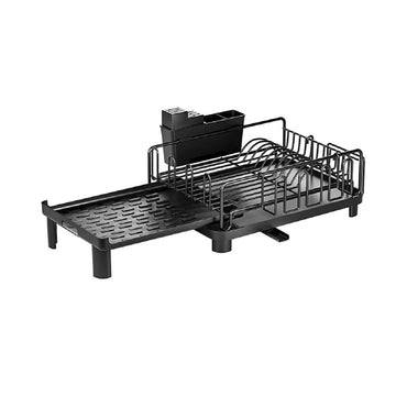 2-Tier Dish Drying Rack Kitchen Sink Organizer with Cutlery Holder & Drip Tray