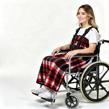 Wheelchair Blanket with Harness – Adjustable Anti-Slip Fleece Lap Blanket
