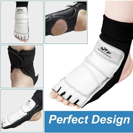 Taekwondo Foot Gloves – Leather Ankle Protector Sparring Gear for Kids