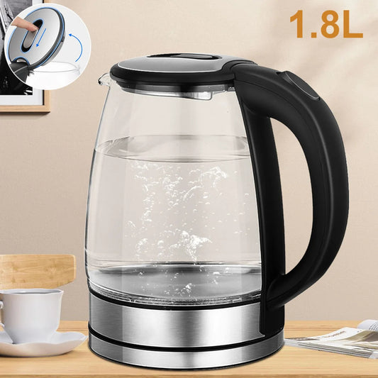 1.8L Glass Electric Kettle – 220V Fast Boil with Dry-Boil Protection