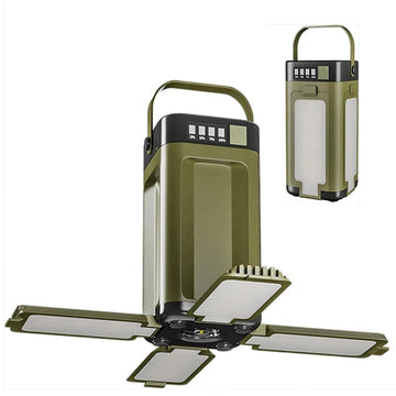 Solar Rechargeable Camping Lantern 4-Blade Folding Light with 6 Modes & IPX4