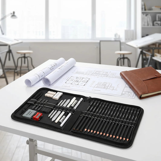 42-68PCS Professional Drawing Kit Graphite & Charcoal Sketch Set with Sketchbook