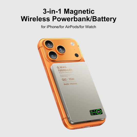 3-in-1 Magnetic Power Bank – Wireless Fast Charging with LCD Display