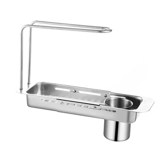 Adjustable Telescopic Sink Storage Rack Kitchen Faucet Organizer for Sponge & Towel