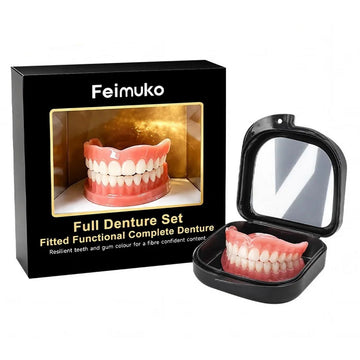Full Mouth Silicone Dentures Natural-Looking Upper & Lower Replacement Teeth