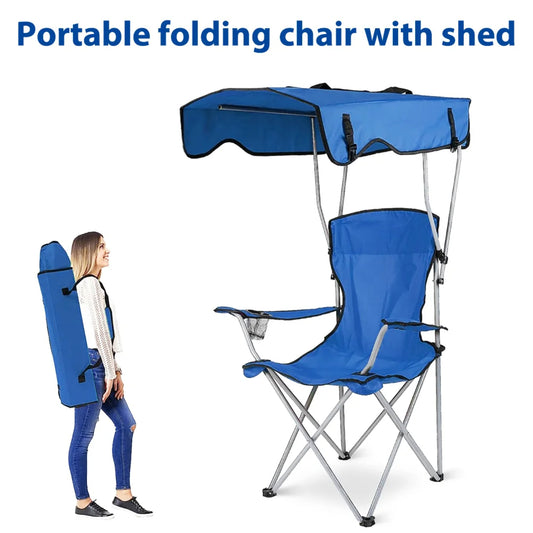 All-in-One Folding Camp Chair with Shade – Outdoor Chair for Hiking Beach & Fishing