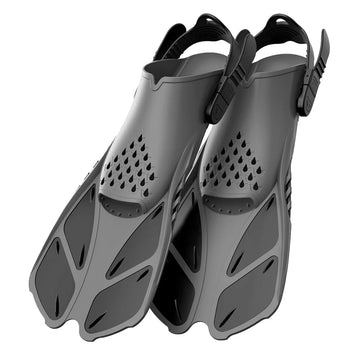 Adjustable Snorkeling Fins Short Open-Heel Silicone Swim Flippers for Adults