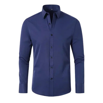 Men’s Non-Iron Stretch Dress Shirt Long Sleeve Wrinkle-Free Silky Button-Up