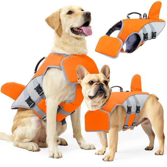 Shark Fin Dog Life Jacket –Adjustable Pet Swimming Safety Vest