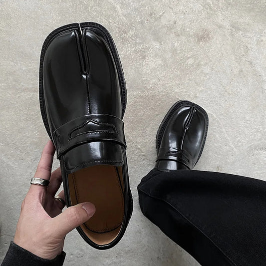 Split-Toe Tabi Loafers – Thick Sole Leather Shoes