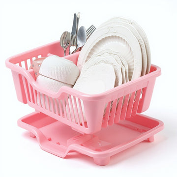 Plastic Dish Drying Rack – Duty Sink Drainer with Cup Holders and Drainboard