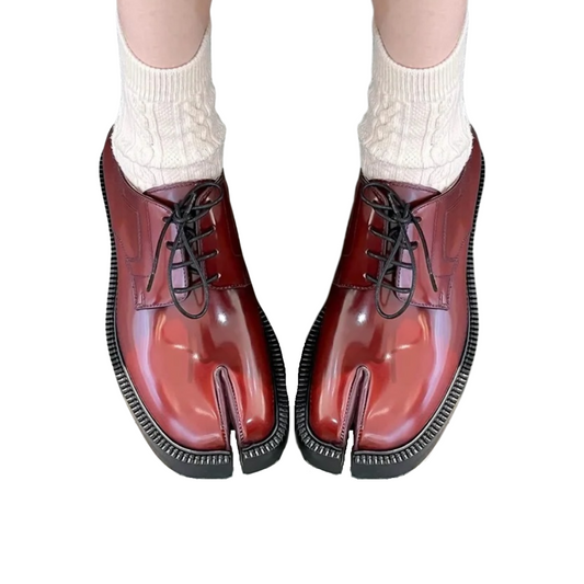 Women’s Tabi Split-Toe Loafers – Chunky Lace-Up Platform Flats