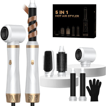5-in-1 Hair Dryer Brush Set Ionic Air Wrap Styler with Detachable Attachments