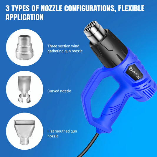 2000W Heat Gun with Adjustable Temperature 140–1112°F Heavy Duty with 4 Nozzles