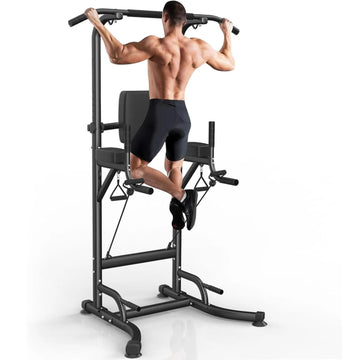Power Tower Dip Station – Adjustable Pull-Up Bar And Ab Workout Equipment for Home Gym