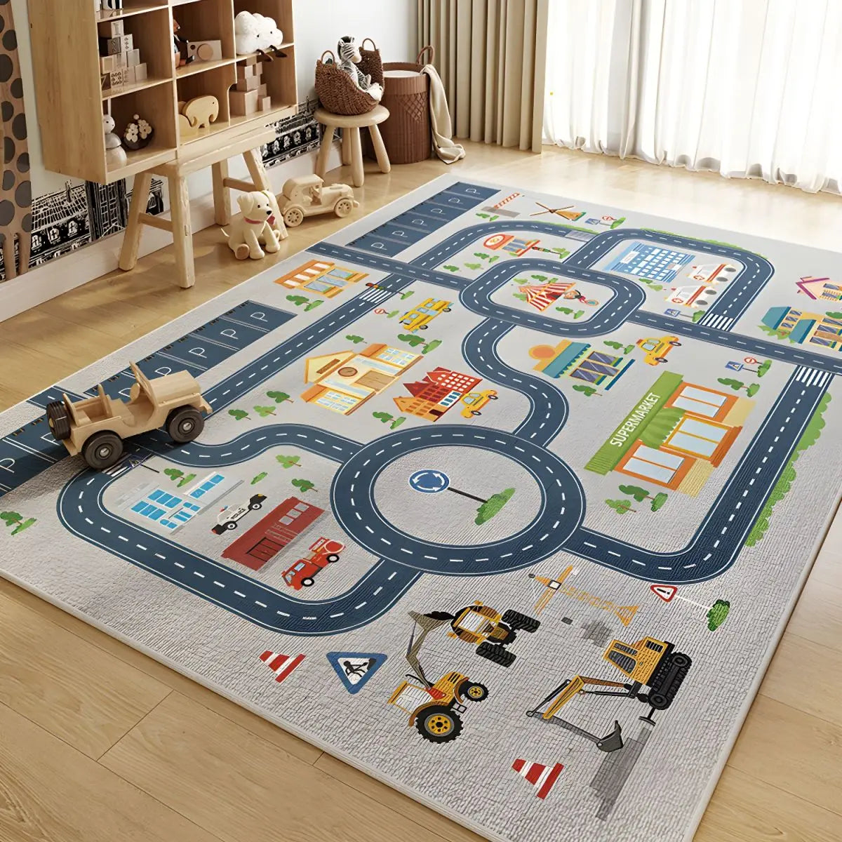 Parking Lot Play Mat – Kids Reading Crawling Carpet for Play Area
