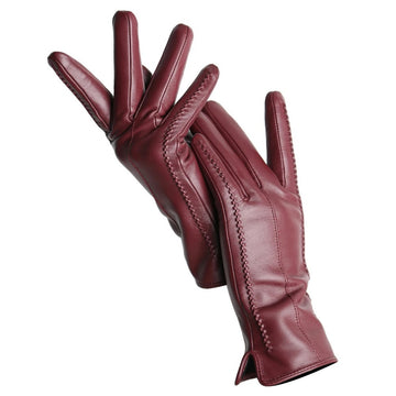 Women’s Sheepskin Leather Gloves – Warm Velvet Lined Touchscreen Driving Gloves
