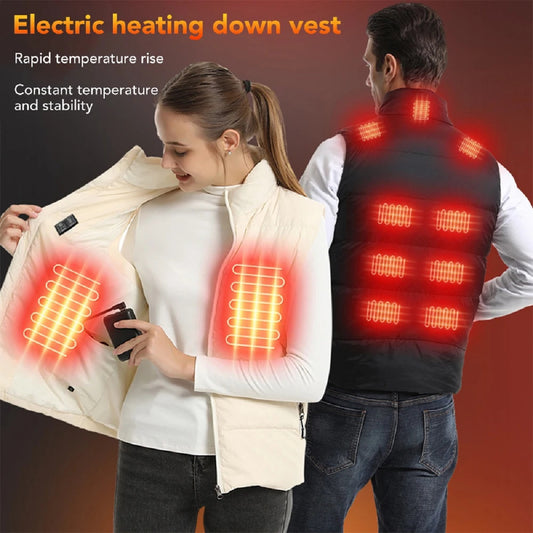 USB Heated 15-Zone Down Vest – Unisex Electric Winter Jacket