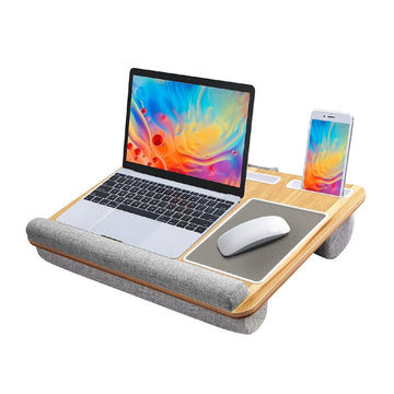 Portable Laptop Lap Desk – Double-Groove Anti-Slip Built-In Mouse Pad