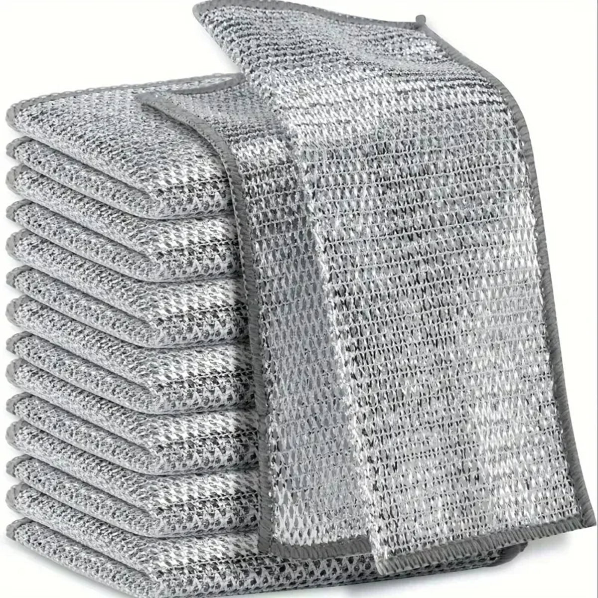 Steel Wire Cleaning Cloths – Double-Layer Silver Fibre Dishcloths for Kitchen Cleaning