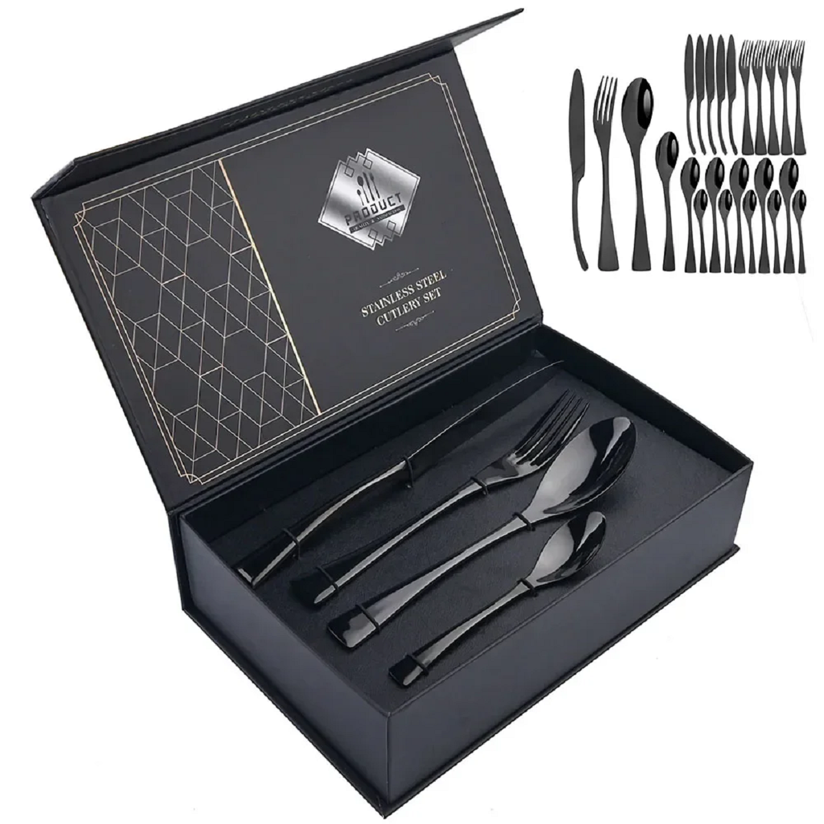 24Pcs/Set Cutlery Stainless Steel Dinnerware Flatware