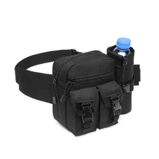 Tactical waist bag with water bottle pocket holder