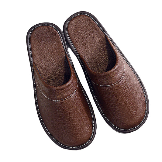 Unisex genuine leather slippers flat house shoes blxcknorway™