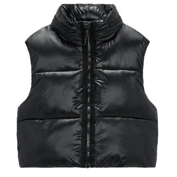 Women black glossy cropped vest blxck norway™