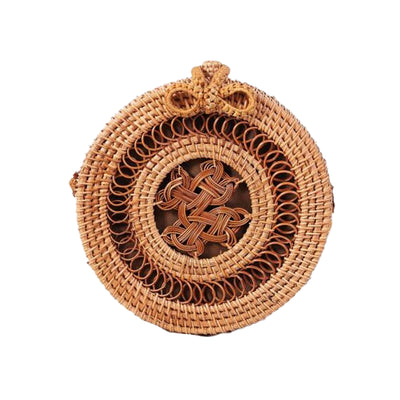 Handwoven round rattan bag tropical beach style blxck norway™
