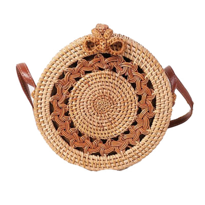 Handwoven round rattan bag tropical beach style blxck norway™