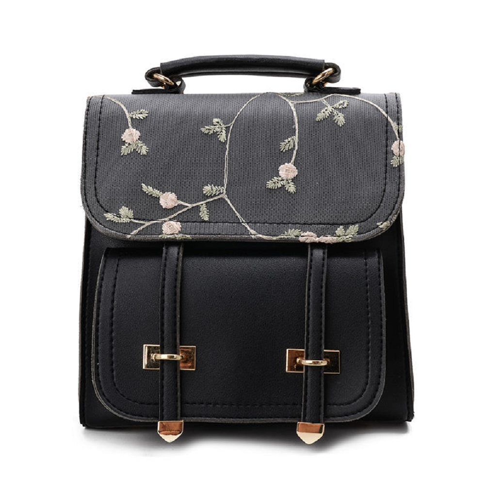 Women bag backpack floral embroidery design