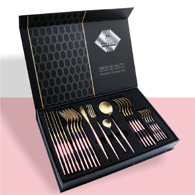 24pcs Gold Dinnerware Stainless Steel Tableware Set BLXCK NORWAY™