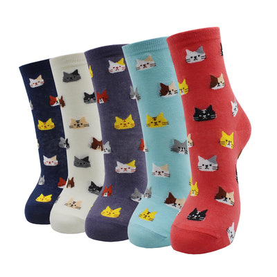 Colorful cute animal design patterned women's casual cotton socks blxck norway™
