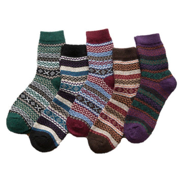 5Pairs/lot Winter Thick Warm Wool Vintage Christmas Socks BLXCK NORWAY™