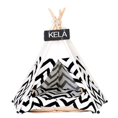 PERSONALIZE NATURAL WOOD PET TENT HOUSE