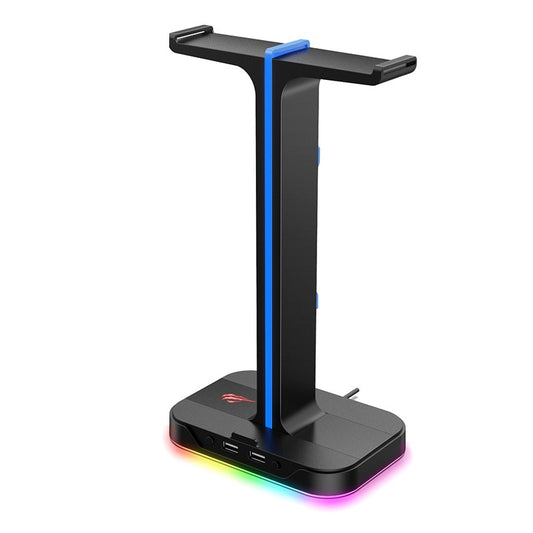 RGB headset stand with 3.5mm AUX and 2 USB ports headphone holder blxcknorway™