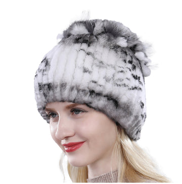 Women's rabbit fur hat furry knit beanie blxcknorway™