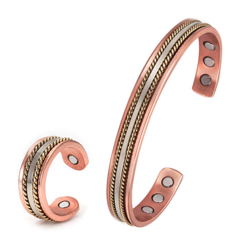 Magnetic Copper Bracelet Ring Healing Energy Jewellery Sets BLXCK NORWAY™