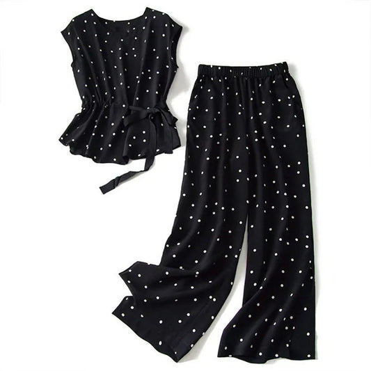 Korean Fashion Retro Casual Top Wide Leg Pants Trousers Suit BLXCK NORWAY™