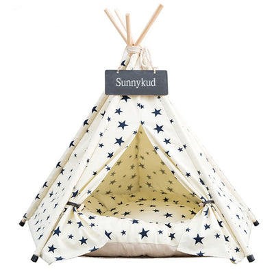 PERSONALIZE NATURAL WOOD PET TENT HOUSE