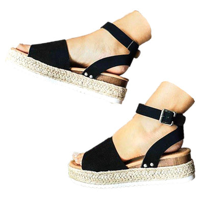 Women's ankle strap buckle wedge platform sandals blxcknorway™