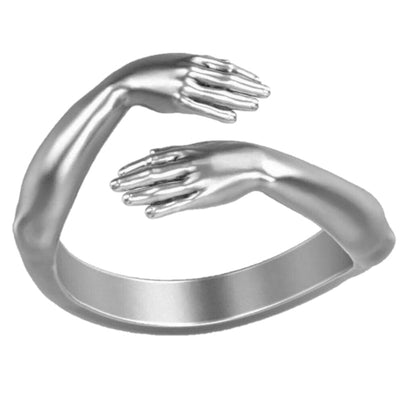 Vintage love hugging hands ring blxck norway™