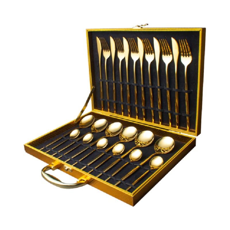 24pcs Gold Dinnerware Stainless Steel Luxury Cutlery Set