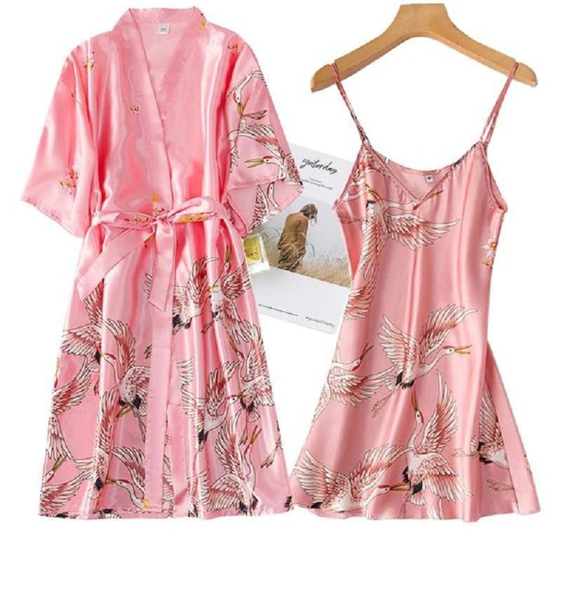 Night Time Robe 2PCS Robe Night Dress Casual Nightgown Sleepwear Set