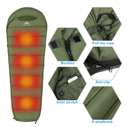 Electrical Heated Traveling Outdoor Sleeping bed Bag Waterproof