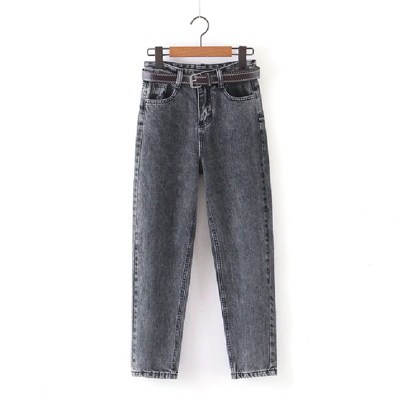 women's jeans with belt long trousers stretchy waist pants blacknorway™