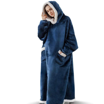 Long winter plush fleece wearable hooded blanket blacknorway™