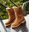 Mid-Calf Soft Leather Rubber Winter Shoes Women Warm Snow Boots