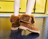 Mid-Calf Soft Leather Rubber Winter Shoes Women Warm Snow Boots